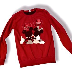 RARE - Vintage Red Mickey & Minnie Sweatshirt I Love You Small Valentine Heart